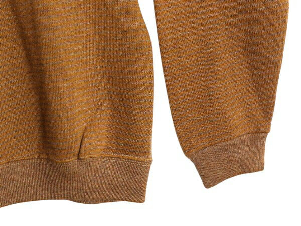 60s 70s ★ タルテックス モックネック ボーダー スウェット メンズ L / 古着 ヴィンテージ トレーナー スエット 裏起毛 シンプル 無地 茶