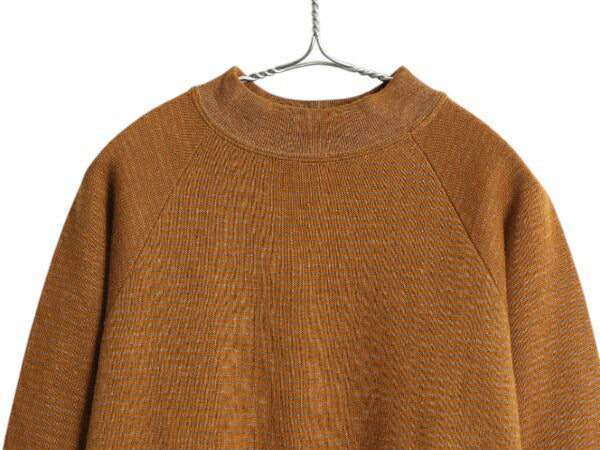 60s 70s ★ タルテックス モックネック ボーダー スウェット メンズ L / 古着 ヴィンテージ トレーナー スエット 裏起毛 シンプル 無地 茶