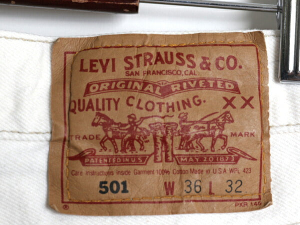 90s USA製 ★ リーバイス 501 0652 ナチュラル デニム パンツ メンズ 36 32 / Levis ジーパン ジーンズ ストレート ボタンフライ 生成り 白
