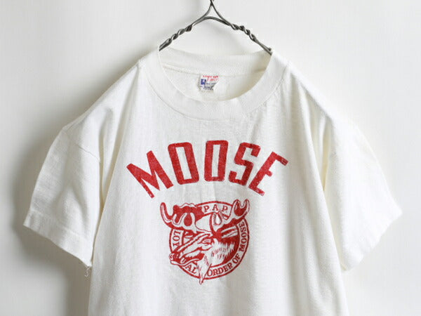 50s ★ Champion チャンピオン ランナーズ タグ MOOSE フロッキー プリント 半袖 Tシャツ ( メンズ 男性 M ) 50年代 ビンテージ ランタグ