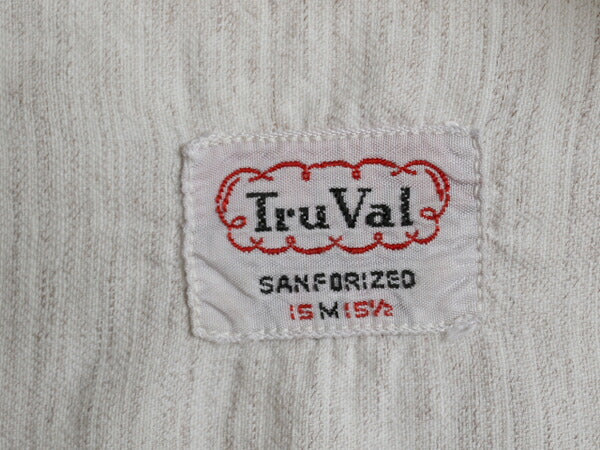50s ★ TruVal 総柄 プルオーバー 半袖 オープンカラー シャツ メンズ M ヴィンテージ カスリ 小紋柄 ループ留め 開襟 スキッパー ボックス