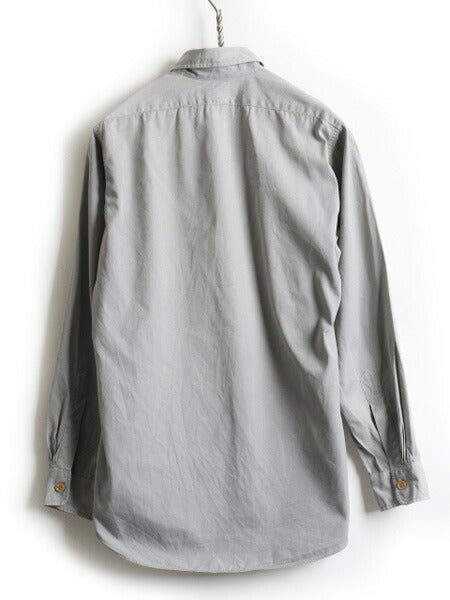 50's Simpson Soulette マチ付き コットン ポプリン 長袖 ワーク シャツ (M 程)