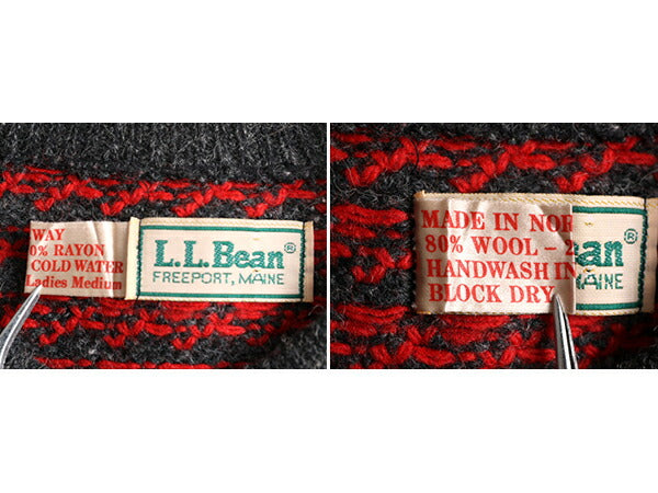 80s ノルウェー製 ★ エルエルビーン バーズアイ ウール ニット セーター レディース M 80年代 LLBEAN ヴィンテージ LLビーン ノルディック