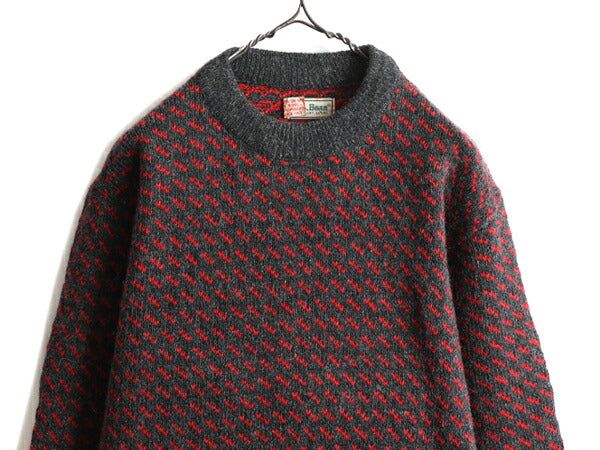 80s ノルウェー製 ★ エルエルビーン バーズアイ ウール ニット セーター レディース M 80年代 LLBEAN ヴィンテージ LLビーン ノルディック
