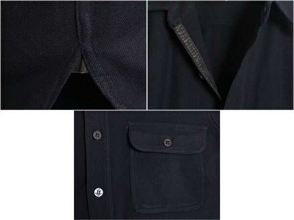 40s ★ 米軍実物 USN ネイビー 片ポケ CPO シャツ メンズ S 程 古着 ヴィンテージ ミリタリー NAVY 海軍 ウール 無地 紺 マチ付き ダブル襟