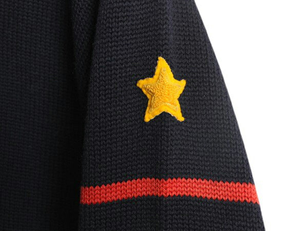 40s 50s ★ レタード ニット カーディガン メンズ M 古着 ヴィンテージ ウール アワード セーター カレッジ スター サガラ ワッペン 黒 赤