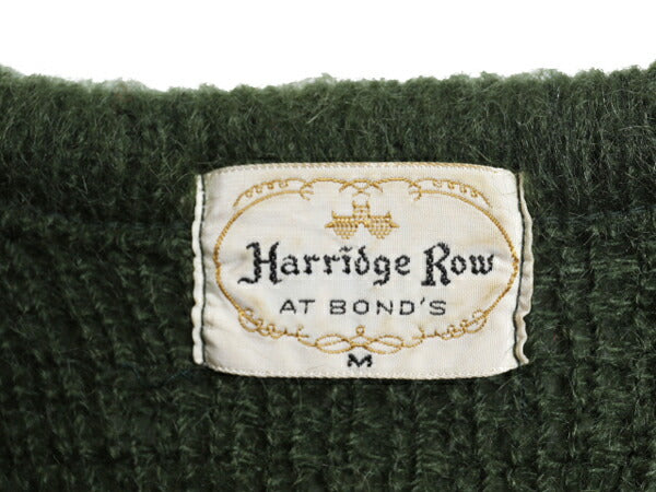 60s ★ Harridge Row Vネック モヘア ニット セーター メンズ M / 古着 60年代 ヴィンテージ 毛足 毛長 シャギー プルオーバー ボーダー 緑