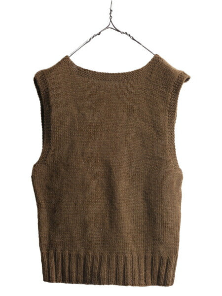 40s ★ アメリカン レッドクロス ウール ハンド ニット ベスト メンズ レディース S 程 40年代 ヴィンテージ RED CROSS 赤十字 大戦 WW2 茶