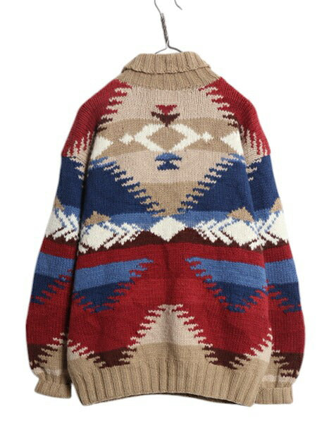 80s ★ ラルフローレン カントリー ネイティブ タートルネック ニット セーター メンズ レディース M ポロ ウール ビンテージ ハンドメイド