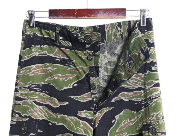 70s ★ 米軍実物 レイトウォー タイガーストライプ カモ カーゴ パンツ 実寸 28 29 / ヴィンテージ ミリタリー LLD ベトナム戦 当時物 迷彩