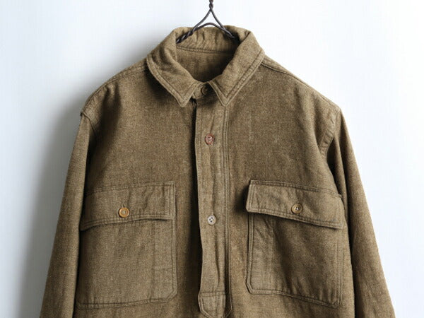 30's U.S.ARMY プルオーバー マチ付き ウール 長袖 シャツ (M 程)