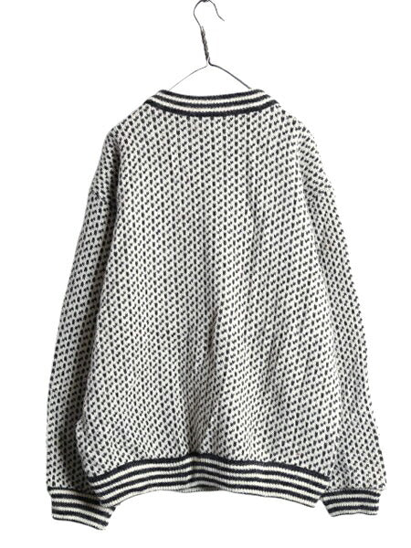 80s ノルウェー製 ★ エルエルビーン バーズアイ ニット セーター メンズ XL / ヴィンテージ LLBEAN ウール ノルディック 総柄 モノトーン