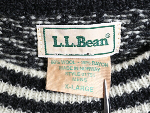80s ノルウェー製 ★ エルエルビーン バーズアイ ニット セーター メンズ XL / ヴィンテージ LLBEAN ウール ノルディック 総柄 モノトーン