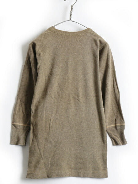 40's US ARMY コットン ウール クルーネック 長袖 サーマル Tシャツ (M程)