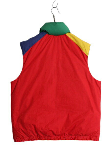 90s ★ ポロ ラルフローレン クレイジー パターン コットン ダウン ベスト メンズ M 古着 90年代 オールド 前開き ハイネック マルチカラー