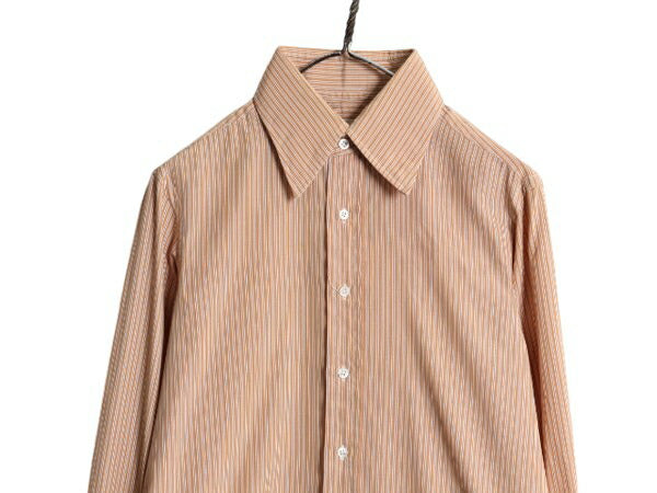 デッドストック 70s ビスポーク ★ ARTHUR GLUCK ストライプ 長袖 ドレス シャツ メンズ M 程/ 新品 70年代 ヴィンテージ USA製 コットン