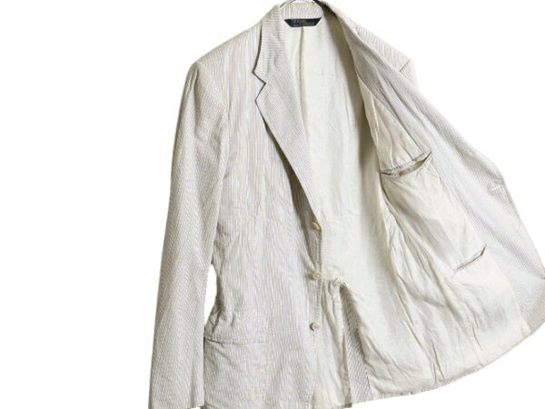 80s USA製 ★ ポロ ラルフローレン シアサッカー コットン テーラード ジャケット メンズ M 程/ ヴィンテージ ストライプ サマー ブレザー