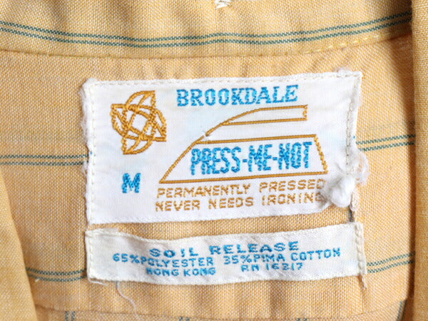 60's 70's BROOKDALE 3点留め ボタンダウン 長袖 ストライプ シャツ (M)
