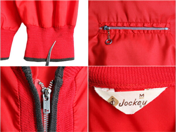 60s ★ Jockey フルジップ ナイロン ジャケット メンズ M / 古着 60年代 ヴィンテージ ジャンパー ブルゾン 無地 ポケット付き 2トーン 赤