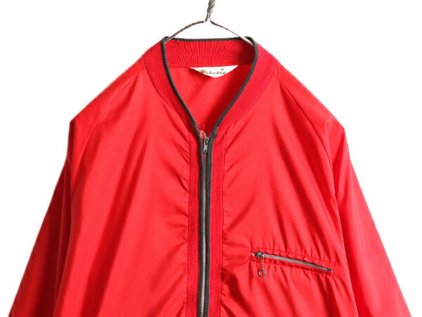 60s ★ Jockey フルジップ ナイロン ジャケット メンズ M / 古着 60年代 ヴィンテージ ジャンパー ブルゾン 無地 ポケット付き 2トーン 赤
