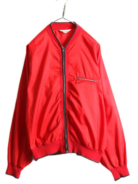 60s ★ Jockey フルジップ ナイロン ジャケット メンズ M / 古着 60年代 ヴィンテージ ジャンパー ブルゾン 無地 ポケット付き 2トーン 赤
