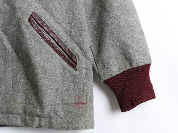 60's ★ フルジップ カレッジ 刺繍 ウール フード パーカー ジャケット ( メンズ 男性 S~XS程 ) 60年代 ビンテージ 古着 グレー 灰 灰色