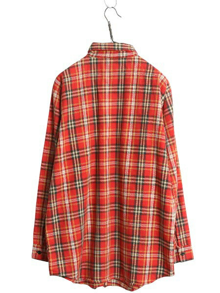 70s USA製 ★ SWEET ORR チェック ヘビー フランネル シャツ メンズ L 古着 ヴィンテージ ワーク ポケット付き 長袖シャツ ネルシャツ 赤系