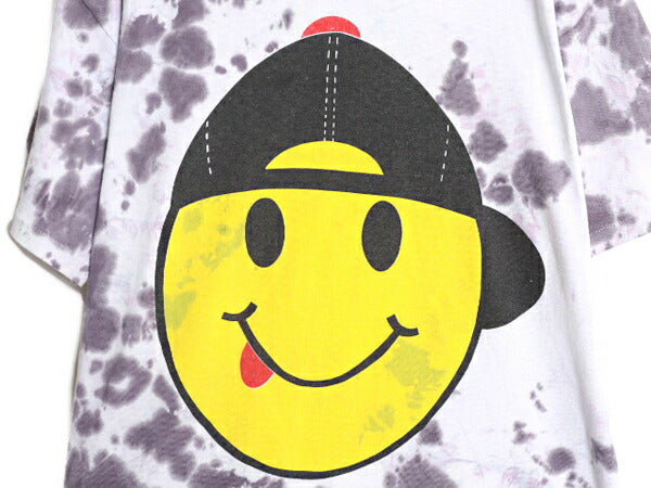 90s USA製 ★ スマイル イラスト プリント タイダイ Tシャツ メンズ XL 古着 90年代 キャラクター ニコちゃん サイケデリック 大きいサイズ