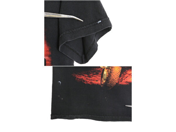 00s ★ エアロスミス プリント Tシャツ メンズ S 黒 古着 00年代 オールド AEROSMITH イラスト ロゴ バンド ロック ブラック オフィシャル