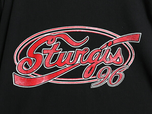 90s USA製 ★ スタージス ハーレー ダビットソン イラスト プリント 長袖 Tシャツ メンズ L 古着 STURGIS バイクロンT シングルステッチ 黒