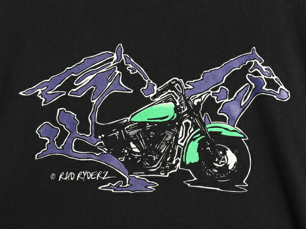 90s USA製 ★ スタージス ハーレー ダビットソン イラスト プリント 長袖 Tシャツ メンズ L 古着 STURGIS バイクロンT シングルステッチ 黒
