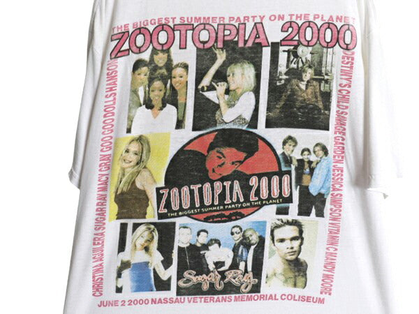 00s ★ Z100 ズートピア 2000 フェスティバル プリント Tシャツ メンズ XL 当時物 オールド ツアー ロック ヒップホップ バンド フォト 白