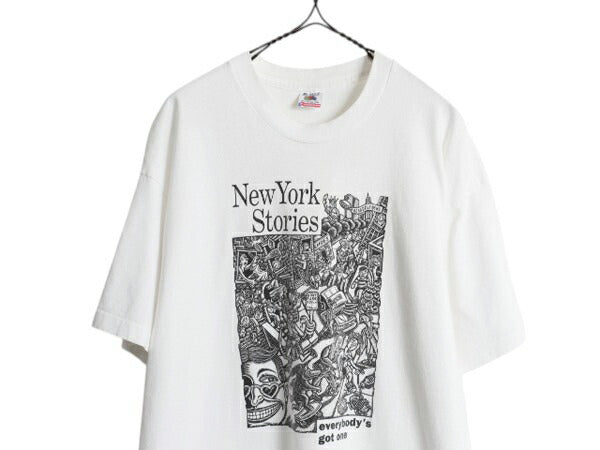 90s USA製 ★ DAILY NEWS アート イラスト プリント Tシャツ メンズ XL / 古着 オールド ニュースペーパー 企業物 当時物 シングルステッチ