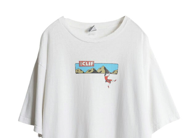90s ★ パタゴニア 企業物 ロゴ イラスト プリント Tシャツ メンズ L 程 古着 オールド Beneficial T'S 当時物 アウトドア クライミング 白