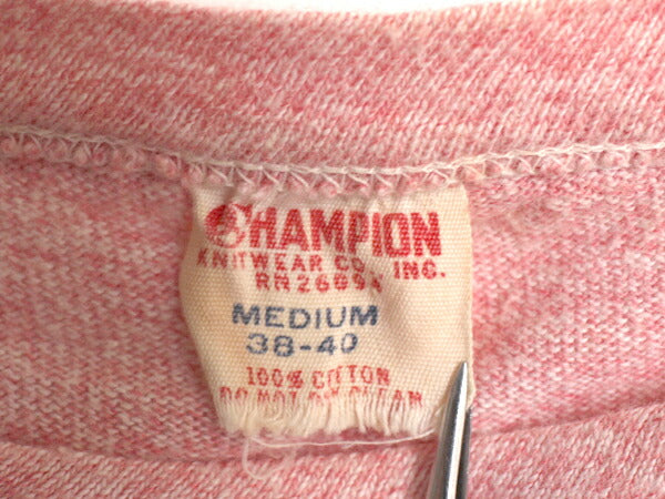 60s ランタグ ★ チャンピオン 染込み カレッジ プリント Tシャツ メンズ M ヴィンテージ USA製 100% コットン シングルステッチ 霜降り 赤