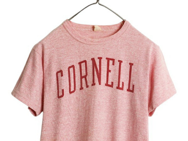 60s ランタグ ★ チャンピオン 染込み カレッジ プリント Tシャツ メンズ M ヴィンテージ USA製 100% コットン シングルステッチ 霜降り 赤