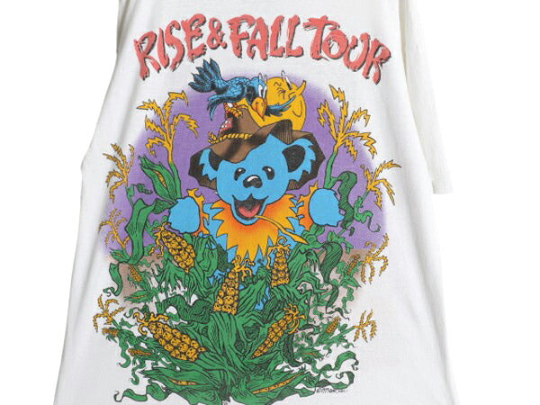 90s USA製 ★ グレイトフルデッド ツアー イラスト プリント Tシャツ メンズ L 当時物 バンド ロック ベア キャラクター リキッドブルー 白