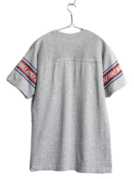 70s USA製 ★ ナイキ 半袖 フットボール Tシャツ メンズ M / 古着 ヴィンテージ オレンジタグ 袖プリント シングルステッチ 霜降り グレー