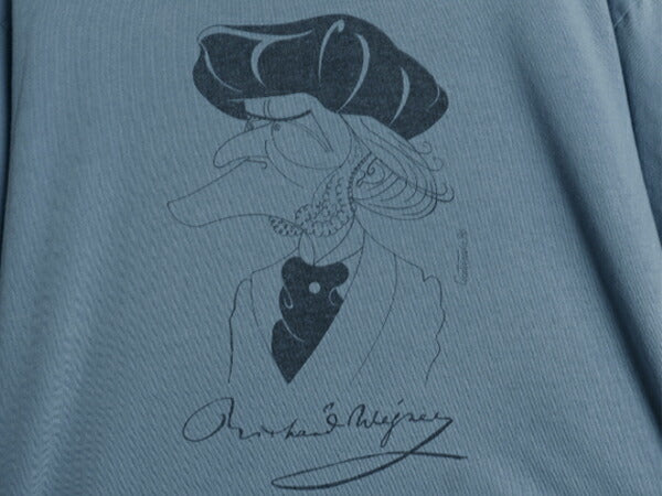 90s 00s ★ 偉人 アート イラスト プリント Tシャツ メンズ L / 古着 オールド 当時物 グラフィック カットソー 音楽 音物 ヘインズ 青 灰