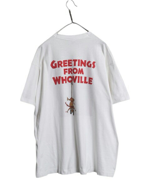 90s USA製 ★ ドクタースース グリンチ イラスト プリント Tシャツ メンズ XL~ / キャラクター グラフィック ムービー シングルステッチ 白