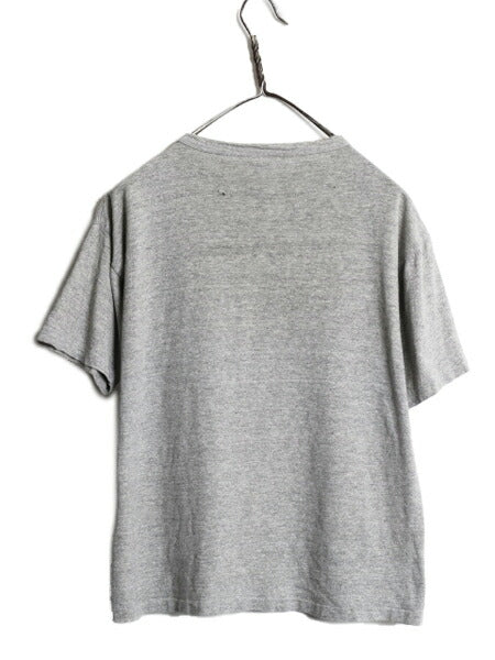 70s USA製 ★ チャンピオン 3段 染込み プリント Tシャツ L メンズ レディース M / 古着 ヴィンテージ 初期 バータグ 当時物 霜降り グレー