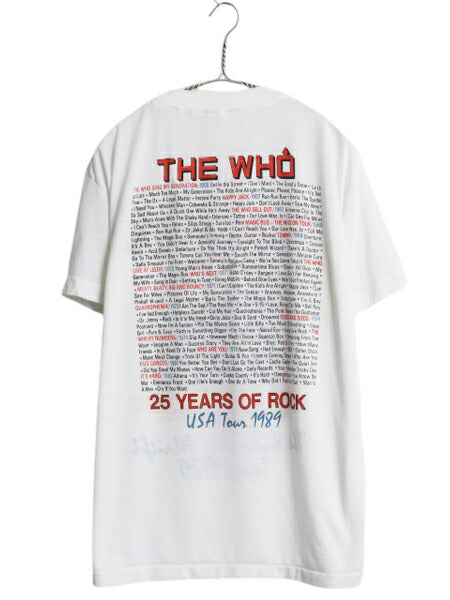 80s USA製 ★ The Who 25周年 ツアー イラスト プリント Tシャツ メンズ L / ヴィンテージ イラスト オフィシャル バンド ロック モッズ 白