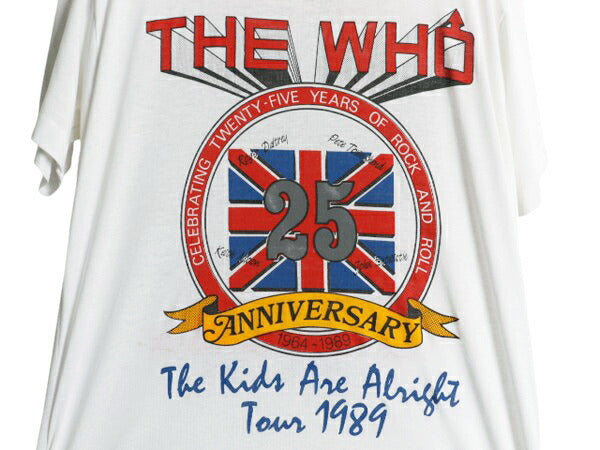 80s USA製 ★ The Who 25周年 ツアー イラスト プリント Tシャツ メンズ L / ヴィンテージ イラスト オフィシャル バンド ロック モッズ 白