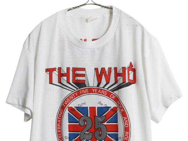 80s USA製 ★ The Who 25周年 ツアー イラスト プリント Tシャツ メンズ L / ヴィンテージ イラスト オフィシャル バンド ロック モッズ 白
