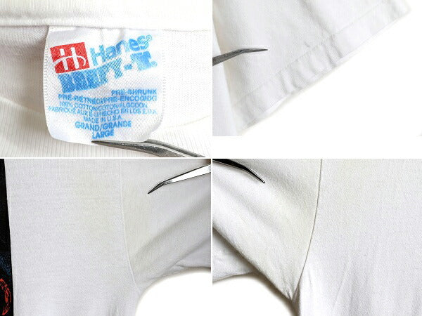 90s USA製 ★ アート プリント 半袖 Tシャツ メンズ L / 90年代 オールド 白 芸術 ポップ シングルステッチ HANES ヘインズ ヘビーウェイト