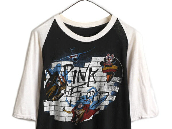 パキ綿 80s ★ ピンクフロイド ツアー プリント ベースボール Tシャツ メンズ S / 80年代 ヴィンテージ PINK FLOYD 当時物 バンド ラグラン