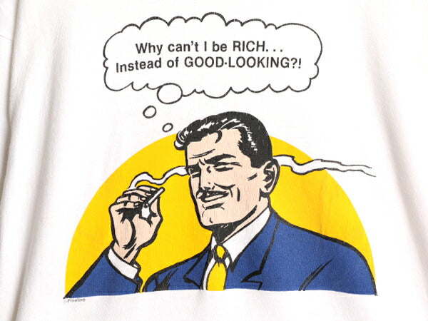 90s USA製 ★ アメコミ アート イラスト プリント Tシャツ メンズ XL / 90年代 オールド 当時物 ジョーク メッセージ シングルステッチ 白