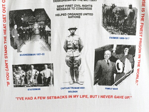 90s ★ トルーマン 大統領 追悼 両面 プリント 半袖 Tシャツ メンズ L 程/ 90年代 アメリカ 偉人 フォトプリント ヘビーウェイト 白 星条旗