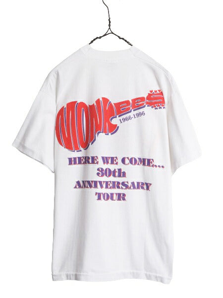 90s ★ ザ モンキーズ ツアー プリント Tシャツ メンズ L / オールド The Monkees オフィシャル 当時物 バンド ロック シングルステッチ 白
