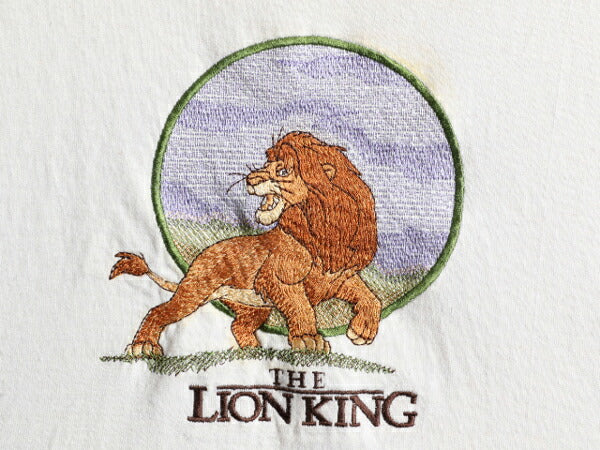 90s 00s ★ ディズニー オフィシャル ライオンキング 刺繍 Tシャツ ( メンズ XL ) LION KING ムービー 映画 キャラクター アニマル アニメ
